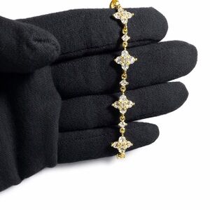 Swarovski Gold-Tone Crystal Flower Link Bracelet